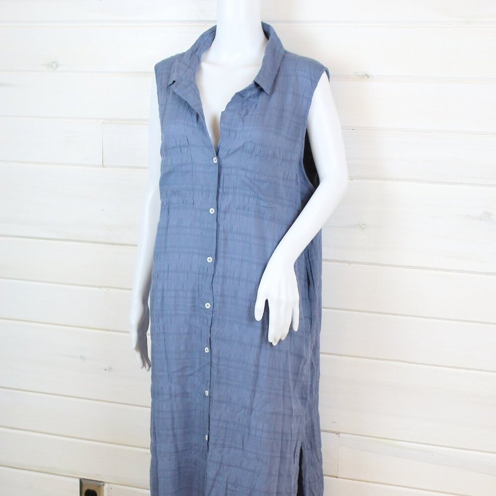 Dylan Crinkle Gauze Sheer blue maxi dress textured